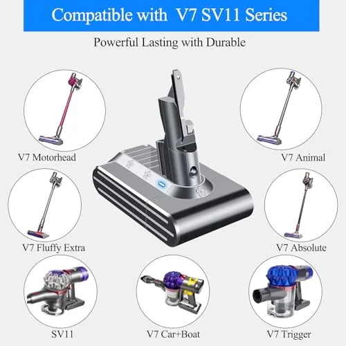 Upgraded 21.6V 6.0Ah Replacement for Dyson V7 Battery SV11 Compatible with Dyson V7 Animal Motorhead Trigger HEPA Car+Boat Absolute Handheld Vacuum Cleaner
