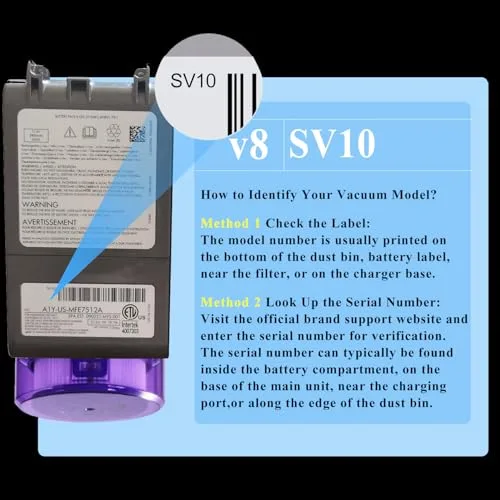 Premium 21.6V V8 Battery Replacement for Dyson V8 Battery Replacement SV10 SV25 Animal Absolute Motorhead Fluffy 215681 Carbon Fiber Vacuum Cleaner