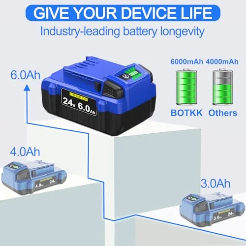 Upgraded 6.0Ah Replacement for Kobalt 24V Battery KB624-03 KB524-03 KB424-03 KB224-03 KB124-03 Compatible with All Kobalt 24 V Cordless Power Tools