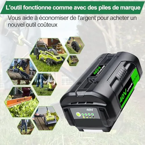 6600mAh 36V/40V Ersatzakku für Ryobi 40V Akku Passend für Ryobi 36V Akku Werkzeuge