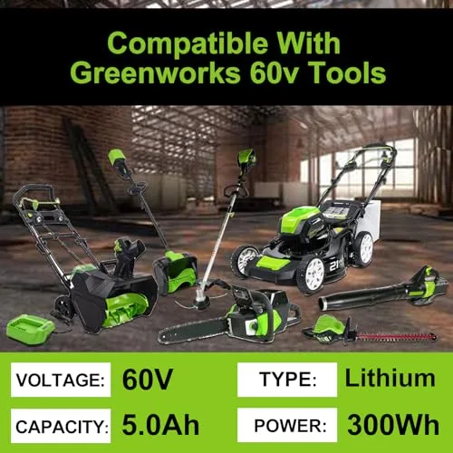 60V 5000mAh Ersatzakku für Greenworks 60V Akku Kompatibel mit Greenworks Akku Werkzeugen