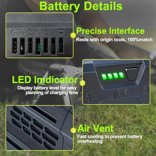 60V 5000mAh Ersatzakku für Greenworks 60V Akku Kompatibel mit Greenworks Akku Werkzeugen