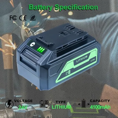4100mAh Replacement Battery for Greenworks 24V Battery