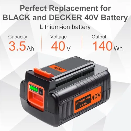 3.5Ah Replacement for Black and Decker 40V Lithium Battery LBX2040 LBXR36 LBX1540 LBXR36 LBX2540 LBXR2036 Compatible with Black and Decker 40V Battery