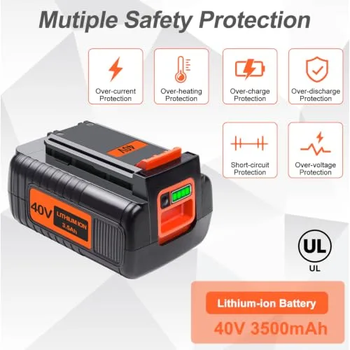 2Packs 3.5Ah Replacement for Black and Decker 40V Battery Compatible with Black and Decker 40v Lithium Battery LBX2540 LBX1540 LBX2040 LBXR36 LBXR2036 etc