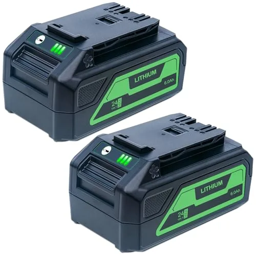 2Packs 6.0Ah Replacement for Greenworks 24V Battery 29842 29852 LB24A020 etc Compatible with Greenworks 24 Volt Battery with USB Output