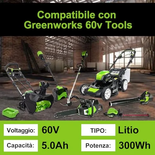 5Ah sostitutiva per Greenworks 60V Batteria compatibile con gli strumenti della Greenworks 60V batteria