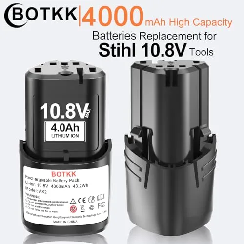 Upgraded 2-Pack 4000mAh Replacement for Stihl 10.8V Battery HSA26 AS2 GTA26 SEA20 Cordless Grass Shears