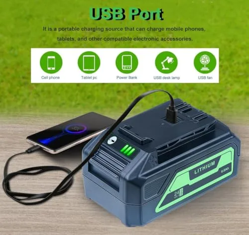 Upgraded! 6000mAh Replacement for Greenworks 24V Battery