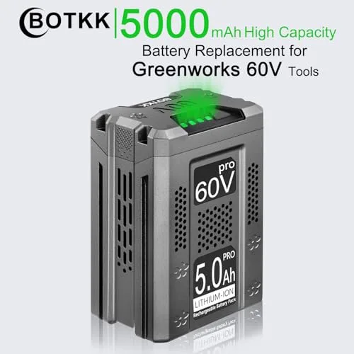 Upgraded! 5000mAh Replacement for Greenworks 60v Battery LB60A02 LB60A03 LB602 LB6025 Compatible with greenworks 60V Cordless Power Tools