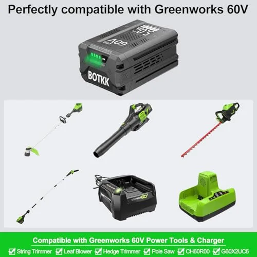 Upgraded! 5000mAh Replacement for Greenworks 60v Battery LB60A02 LB60A03 LB602 LB6025 Compatible with greenworks 60V Cordless Power Tools