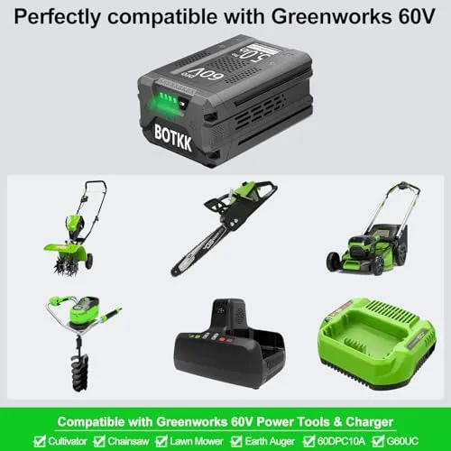 Upgraded! 5000mAh Replacement for Greenworks 60v Battery LB60A02 LB60A03 LB602 LB6025 Compatible with greenworks 60V Cordless Power Tools