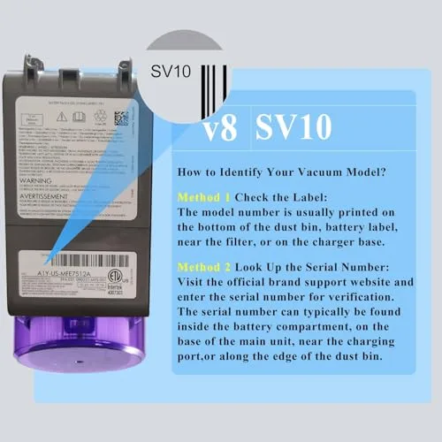 Upgraded 21.6V V8 Battery Replacement for Dyson V8 SV10 Battery tt9 Compatible with V8 Animal Absolute Motorhead Fluffy 215681 Vacuum Cleaner