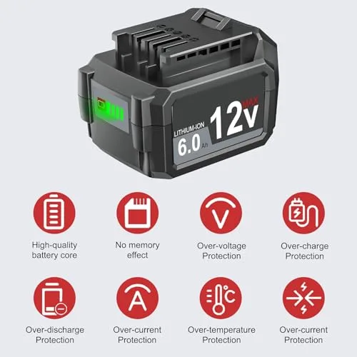 Upgraded 6.0Ah Replacement for SKIL 12V Battery