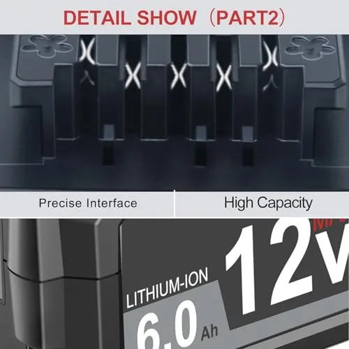 Upgraded 6.0Ah Replacement for SKIL 12V Battery