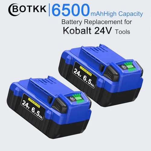 Upgraded！6500mAh Replacement for Kobalt 24V Battery KB624-03 KB524-03 KB424-03 KB224-03 KB124-03 Compatible with Kobalt 24V max Battery (2 Packs)
