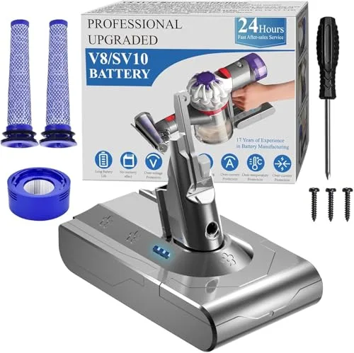 10000mAh Upgraded 21.6V Replacement for V8 Battery Replacement SV10 SV25 Compatible with Dyson V8 Animal Absolute Fluffy Motorhead Cordless Handheld/Stick Vacuum Cleaners 967834 215681